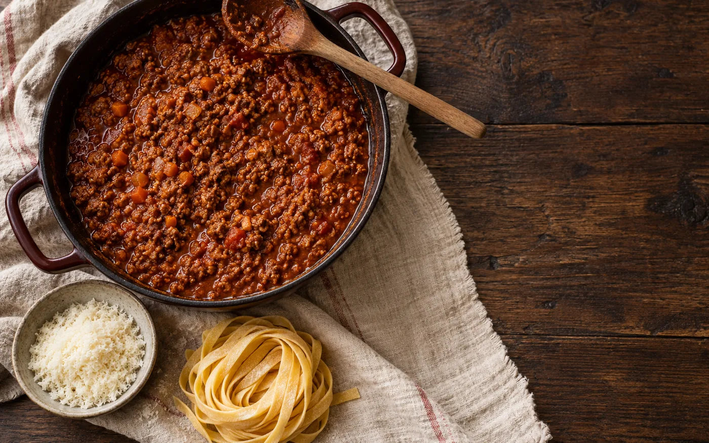 Bolognese mit Bio-Rinderhack, langsam gekocht