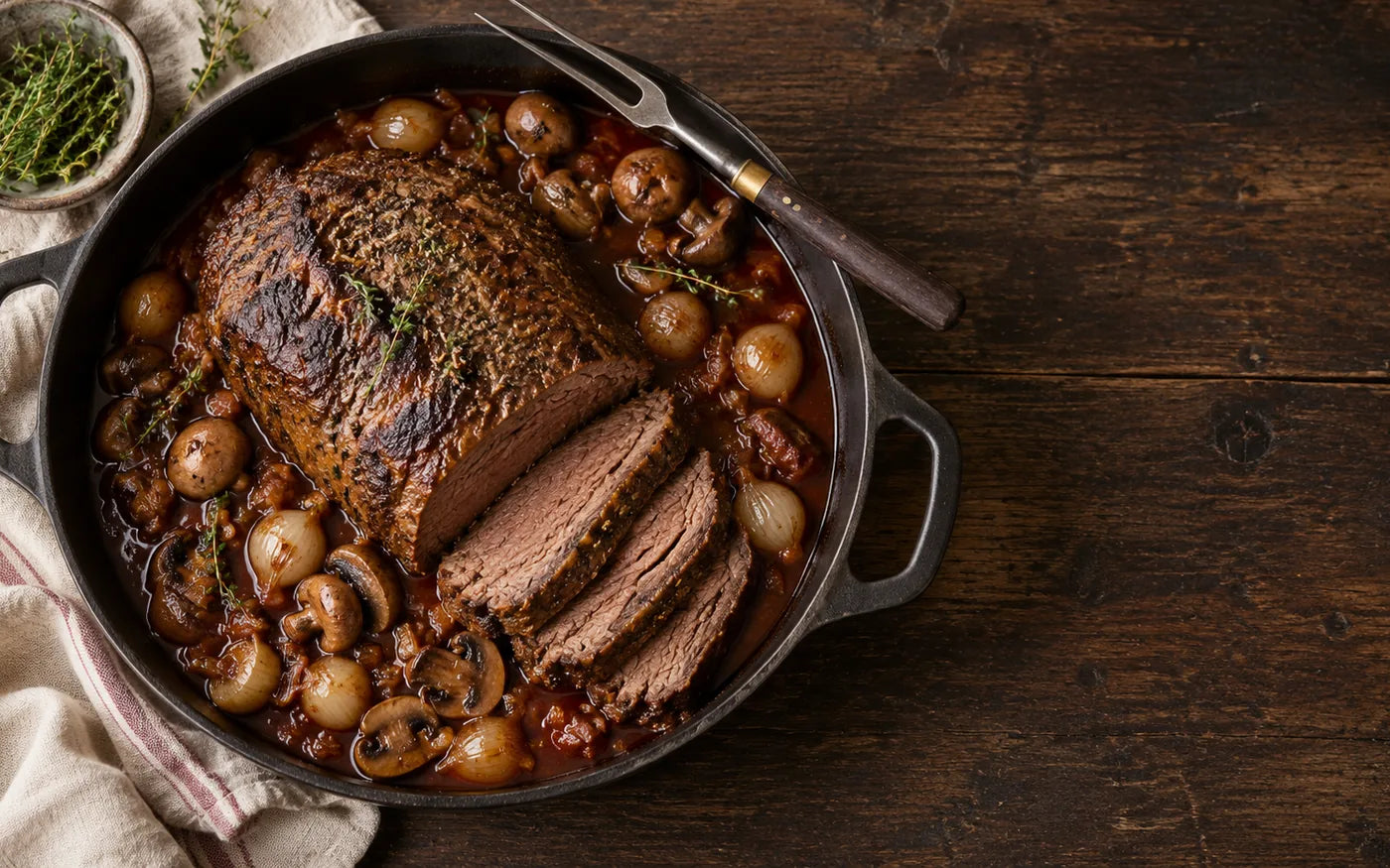 Burgunderbraten aus der flachen Rinderschulter