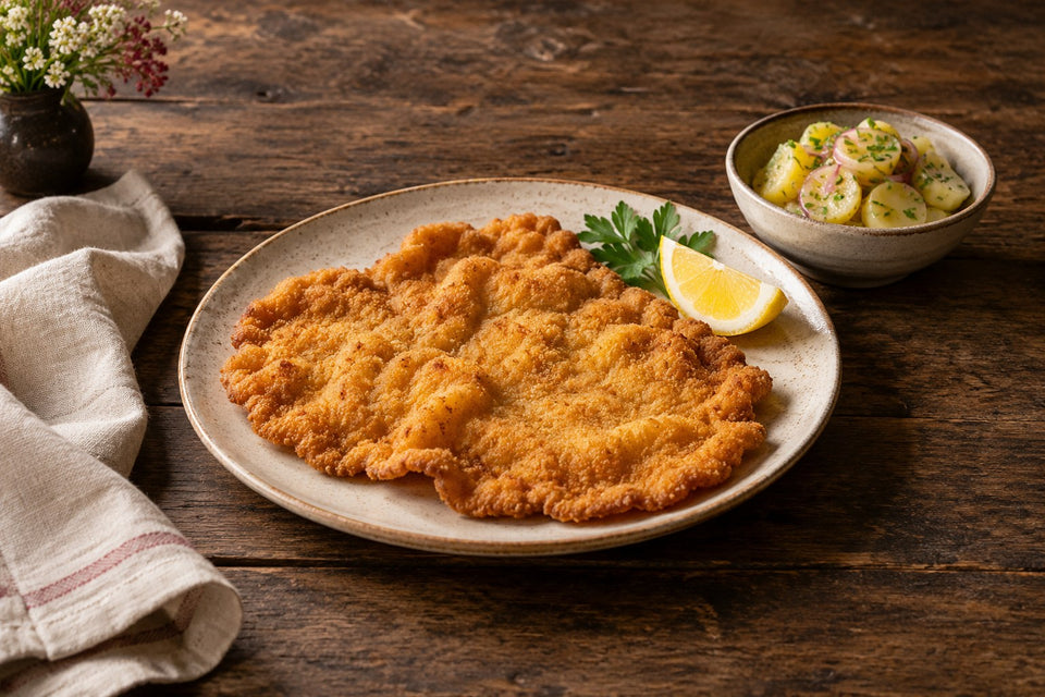 Wiener Schnitzel vom Kalb mit Zitrone und Kartoffelsalat