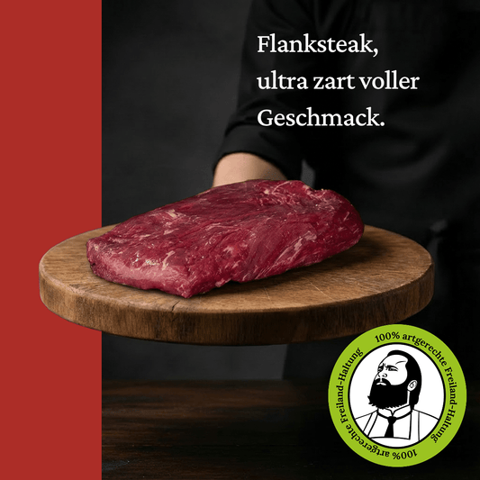 Flanksteak 250g - Freiland Bio Metzger Jäger und Sammler - Freiland Bio Fleisch - Artgerechte Haltung
