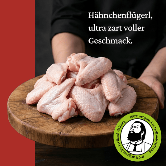 Hähnchenflügerl - Freiland Bio Metzger Jäger und Sammler - Freiland Bio Fleisch - Artgerechte Haltung