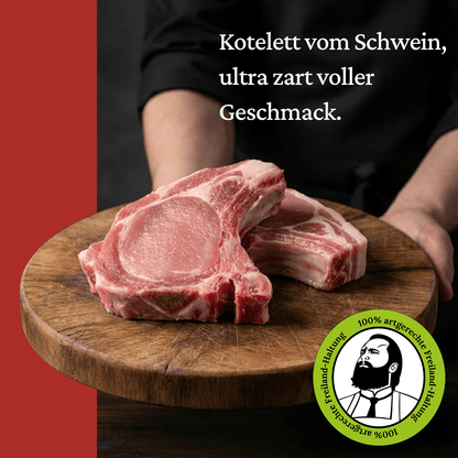 Kotelett vom Schwein - Freiland Bio Metzger Jäger und Sammler - Freiland Bio Fleisch - Artgerechte Haltung