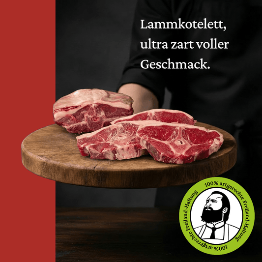 Lammkotelett - Freiland Bio Metzger Jäger und Sammler - Freiland Bio Fleisch - Artgerechte Haltung