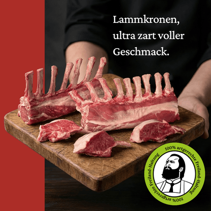 Lammkronen - Freiland Bio Metzger Jäger und Sammler - Freiland Bio Fleisch - Artgerechte Haltung