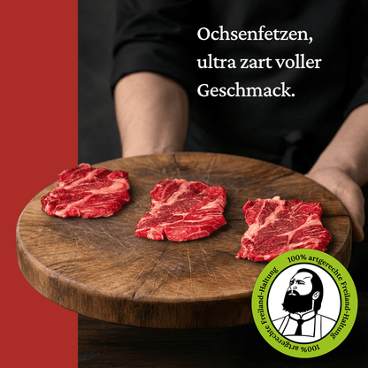 Ochsenfetzen - Freiland Bio Metzger Jäger und Sammler - Freiland Bio Fleisch - Artgerechte Haltung