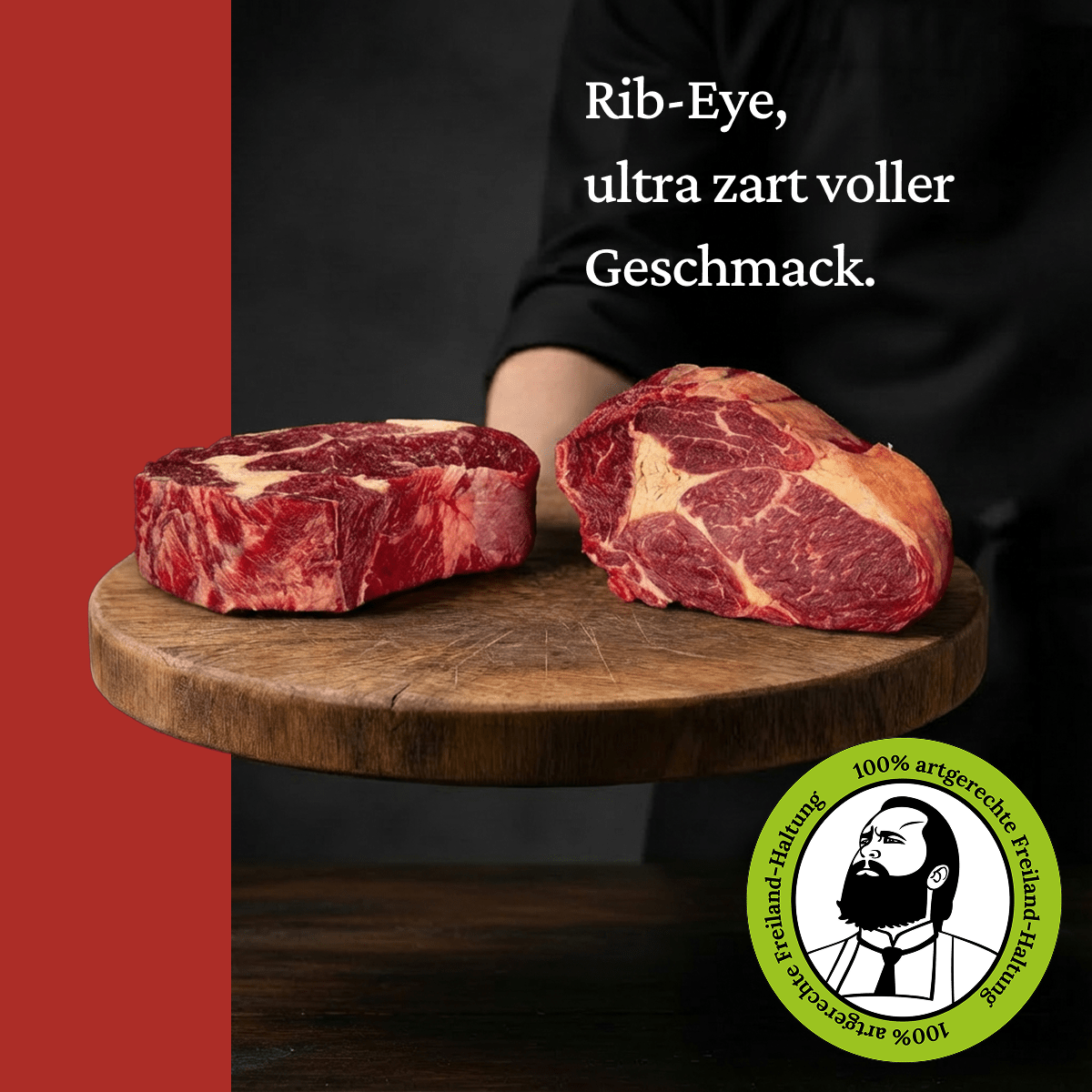 Rib - Eye - Freiland Bio Metzger Jäger und Sammler - Freiland Bio Fleisch - Artgerechte Haltung