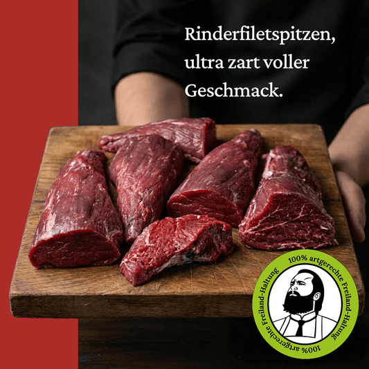Rinderfiletspitzen - Freiland Bio Metzger Jäger und Sammler - Freiland Bio Fleisch - Artgerechte Haltung