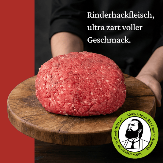 Rinderhackfleisch - Freiland Bio Metzger Jäger und Sammler - Freiland Bio Fleisch - Artgerechte Haltung