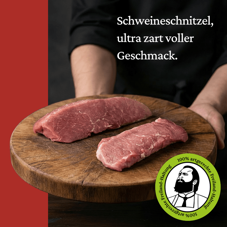 Schweineschnitzel - Freiland Bio Metzger Jäger und Sammler - Freiland Bio Fleisch - Artgerechte Haltung