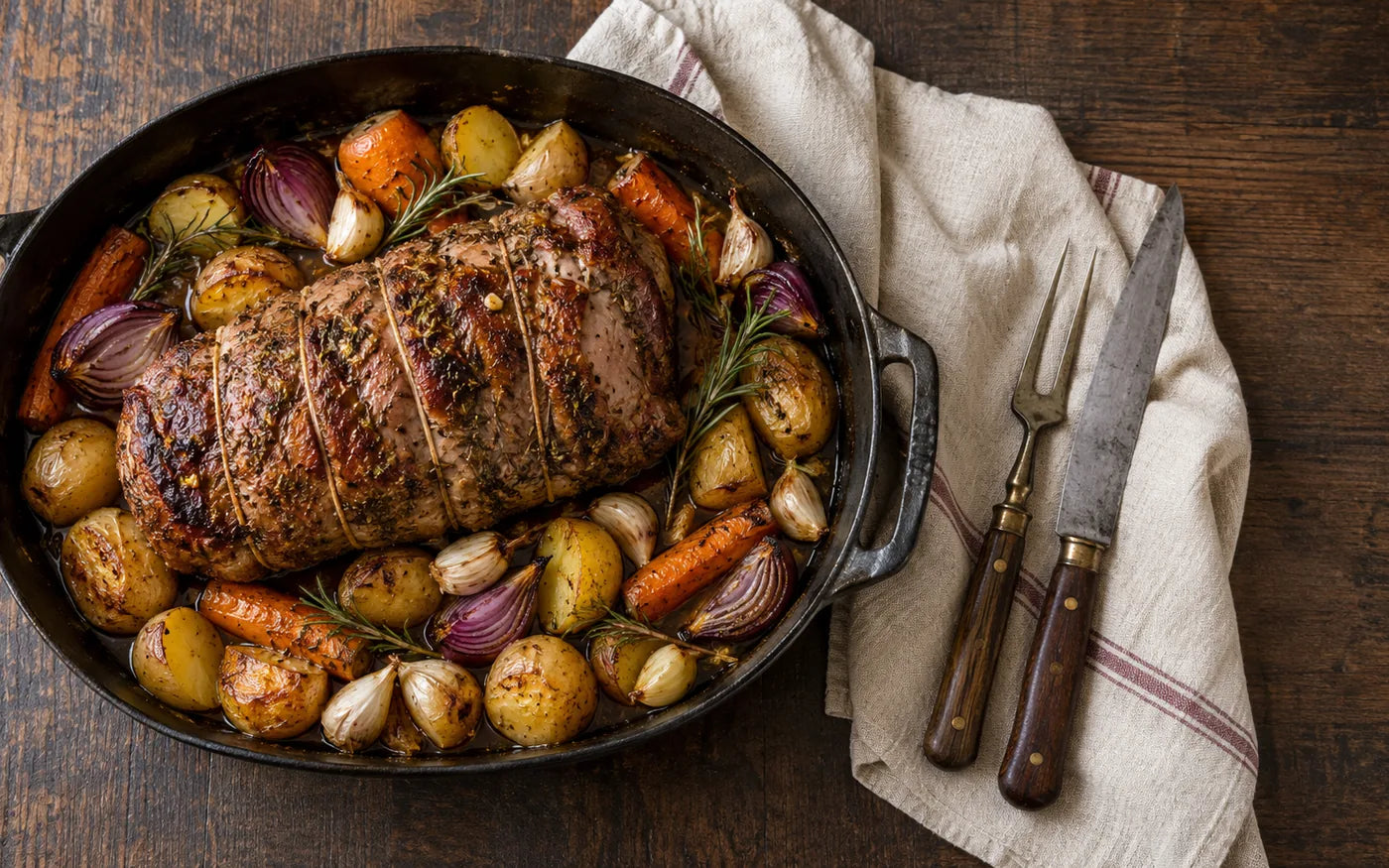Lammkeule aus dem Ofen mit Knoblauch und Rosmarin