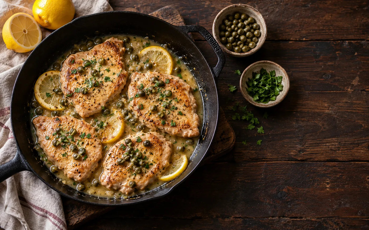 Putenschnitzel mit Zitronen-Kapern-Sauce
